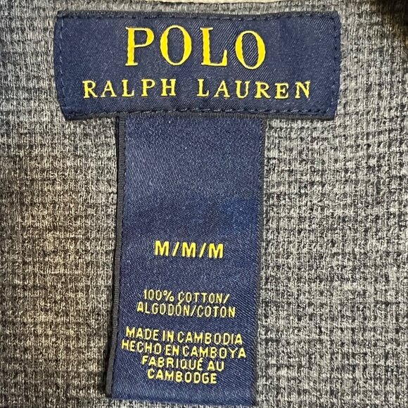 Polo Ralph Lauren Men Gray Waffle Knit Thermal Long Sleeve M 100% Cotton Casual - Picture 9 of 14